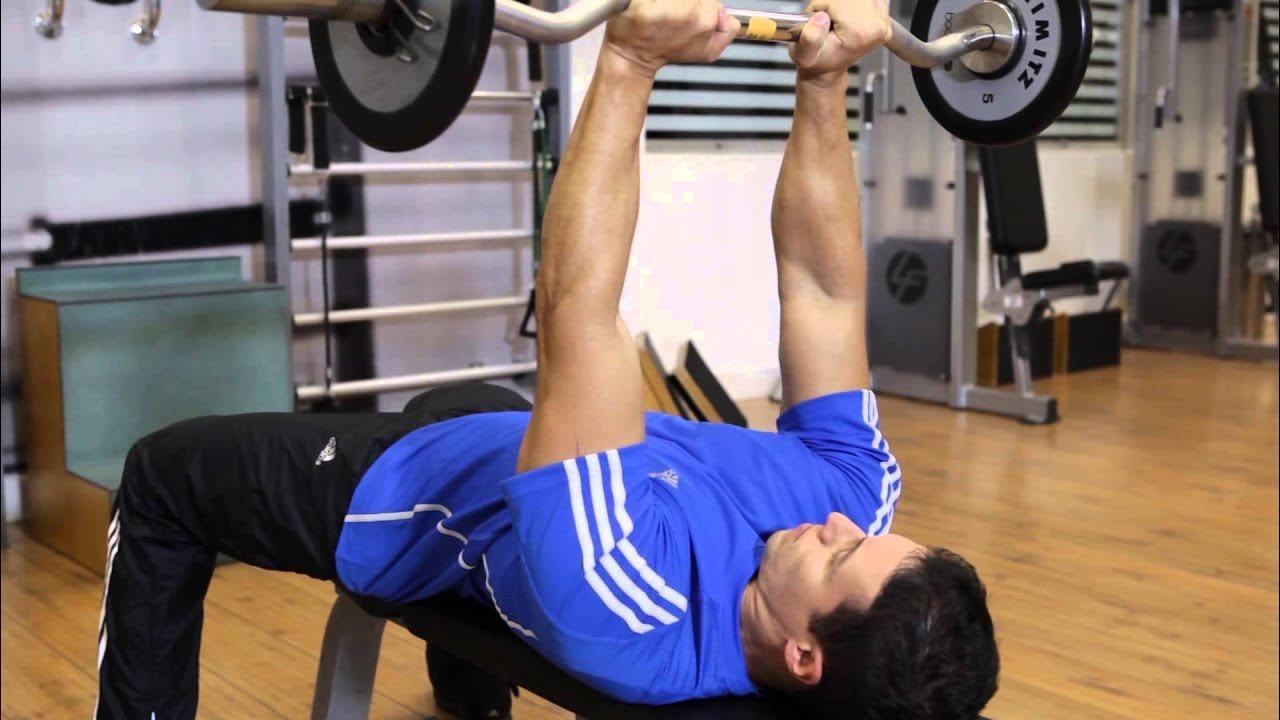 EZ Bar Skull Crushers Triceps Exercise YouTube