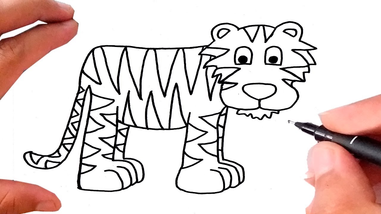 Como Desenhar Um Tigre Facil Ilustração De Um Pequeno Tigre Simples