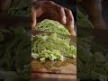 green cabbage being placed under running water and slicing through the cabbage #cookingasmr #asmr