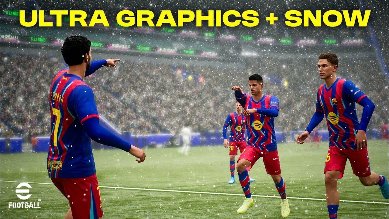 Barcelona vs Real Madrid Intense Snow Match - Ultra Graphics eFootball Mobile 2026