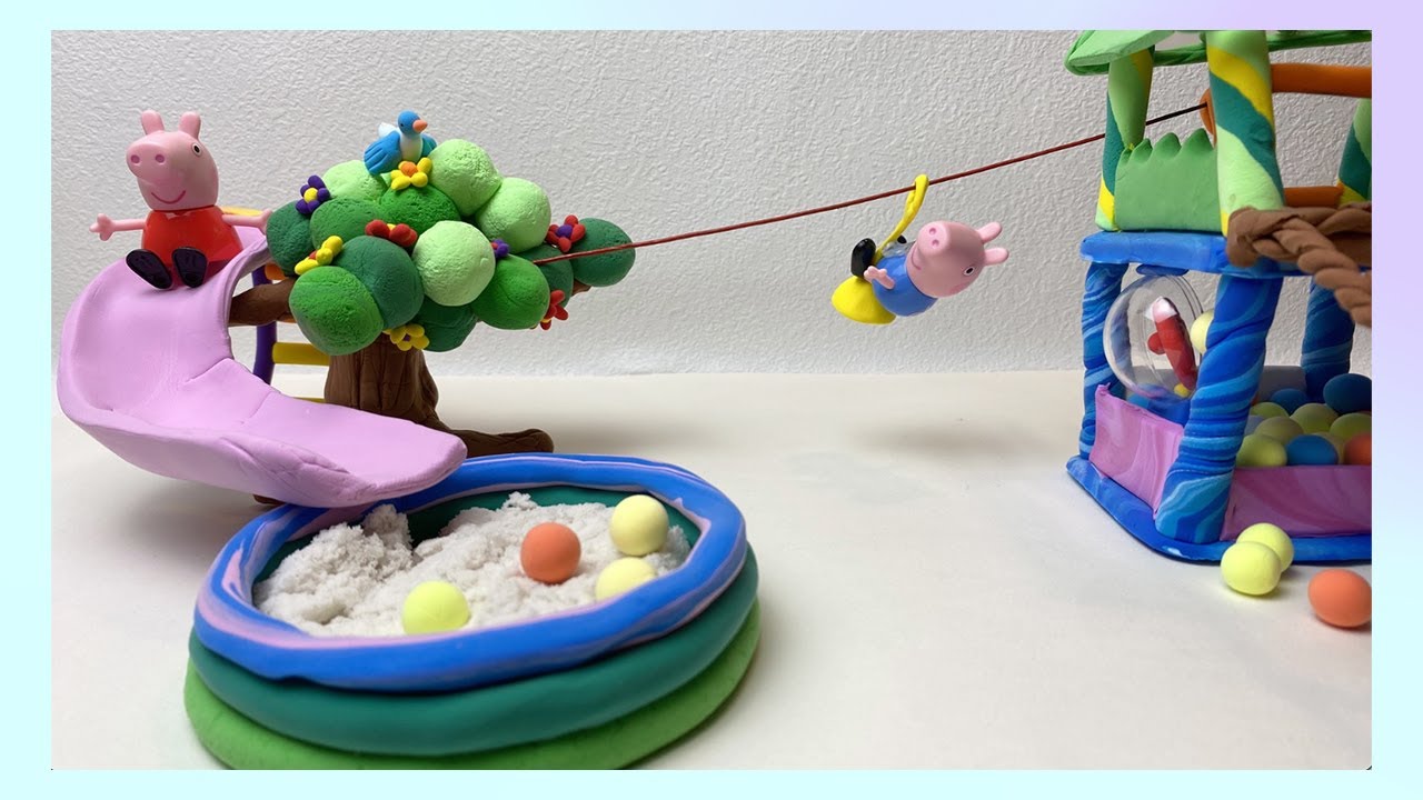 DIY How to Make miniature Polymer Clay Playground set with Zipline