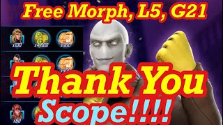 FREE Morph Shards! Thank You Scope! Free G21! L5 Purple! Training! Powercores! Marvel Strike Force 