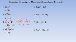Expanding Monomials by Monomials, Binomials and Trinomials
