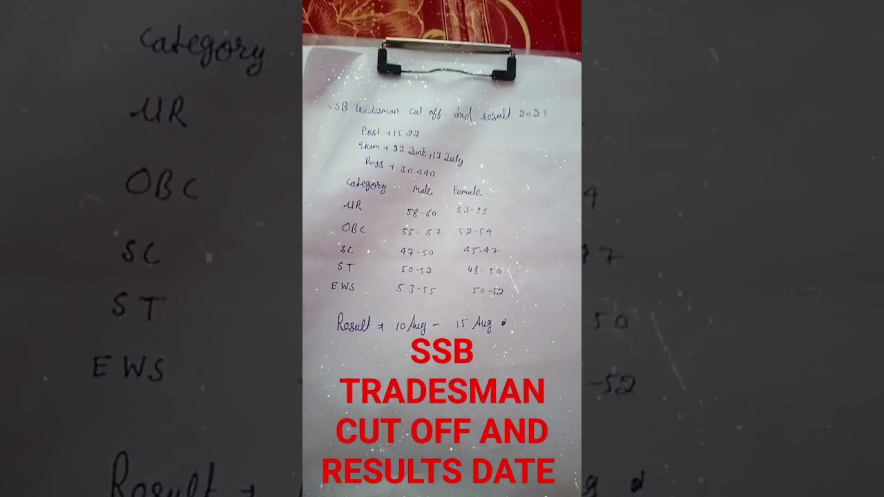 ssb tradesman cut off and results date please subscribe and like🙏🙏🥰🥰😍