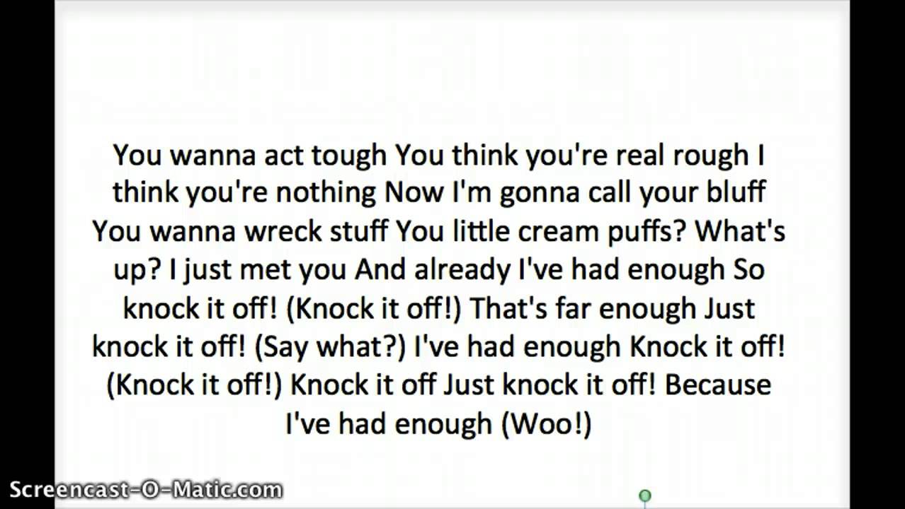 Grojband Knock it off! Lyrics YouTube