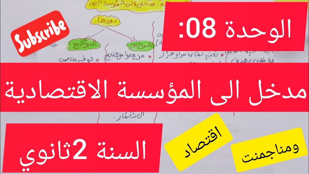الوحدة 08:مدخل الى المؤسسة الاقتصادية#2ثانوي #اقتصاد ومناجمنت#