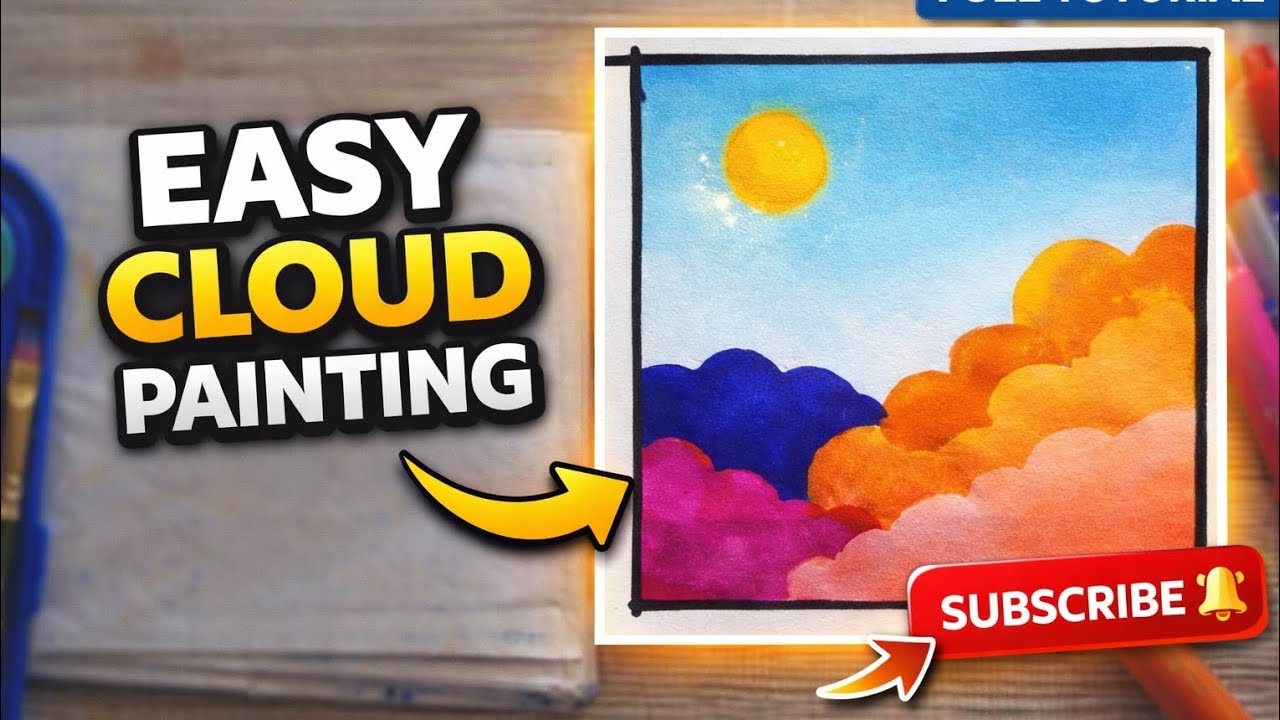 Easy cloud painting for beginners | step by step full tutorial - YouTube