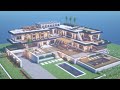 Minecraft modern mega mansion tutorial pt 1  architecture build 11