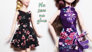 How to make 'NO SEW NO GLUE' Barbie doll clothes | Vintage dresses #dolls #barbie #happydolls