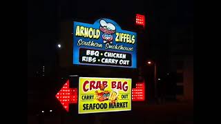 OCEAN CITY MARYLAND Restaurant Sign - Arnold Ziffels Southern Smokehouse - Crab Bag - Sept. 2013