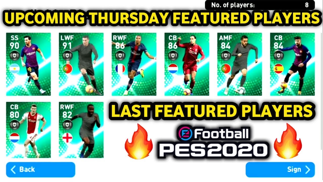 Pes 2020 Mobile Upcoming Thursday Confirm Featured Players | Last Featured Players