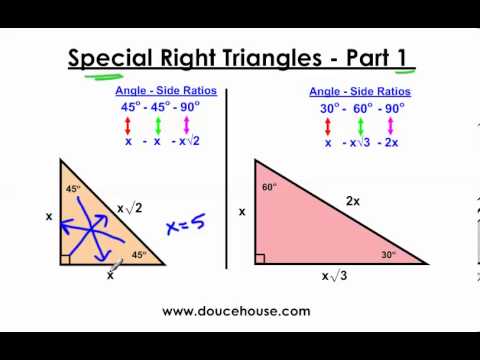 Special Right Triangles Part 1 45 45 90 And 30 60 90 Youtube