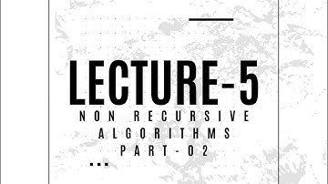 Non Recursive Algorithms - Part 02