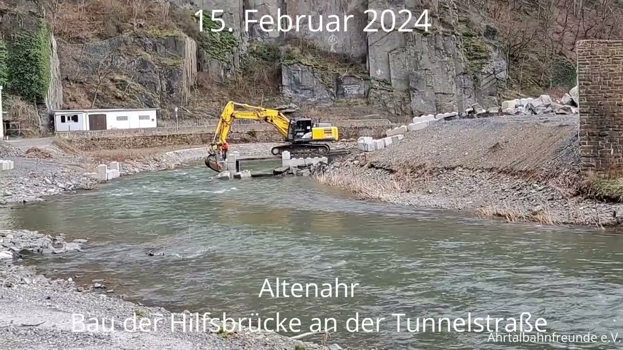 Wiederaufbau der Ahrtalbahn Teil 16. Baufortschritt Gleis- und Trassenbau von Mayschoß bis Ahrbrück.