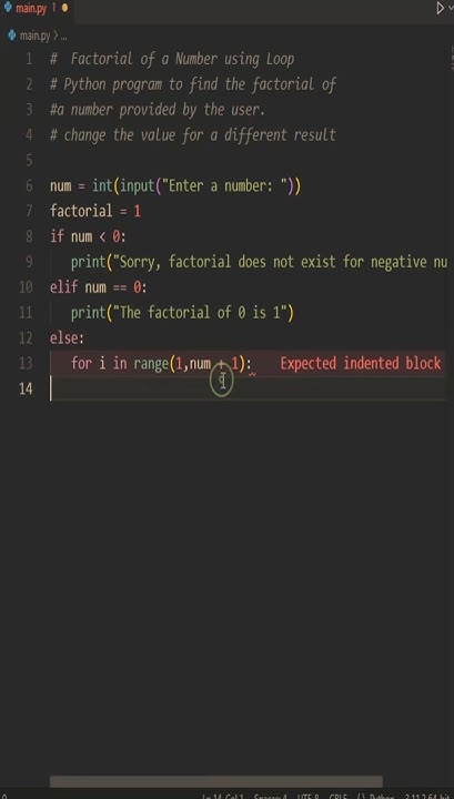Factorial of a Number using Loop - Python - YouTube