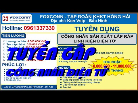 Tuyển Dụng 1000 Công Nhân ĐIỆN TỬ | Làm Việc tại Bắc Ninh và Bắc Giang |Lương 8 - 12tr@VIỆC LÀM CNC