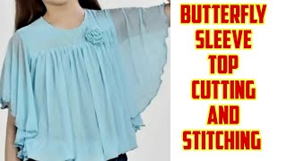 വളരെ പെട്ടന്ന് Butterfly sleeve Top  Cutting and Stitching / How to stitch butterfly sleeve Top