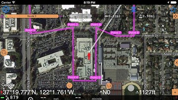 Editing the route for off road or outdoor navigation with Compass 55 iPhone and cellular iPad app.