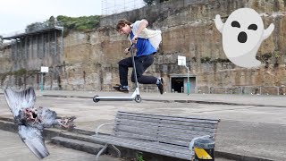 Riding scooters on a haunted island