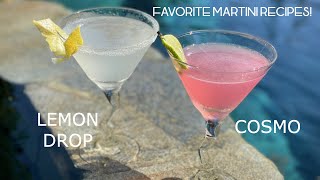 COSMOPOLITAN COCKTAIL & LEMON DROP MARTINI || Two of your favorite martini recipes!