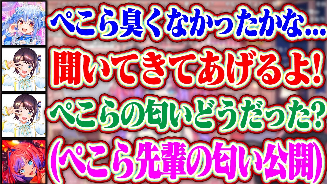自分の匂いを気にする乙女なぺこらとぺこら先輩の匂いを話してくれるヴィヴィと潤滑油スバルと嫉妬するマリンww【ホロライブ/兎田ぺこら/綺々羅々ヴィヴィ/大空スバル/宝鐘マリン】