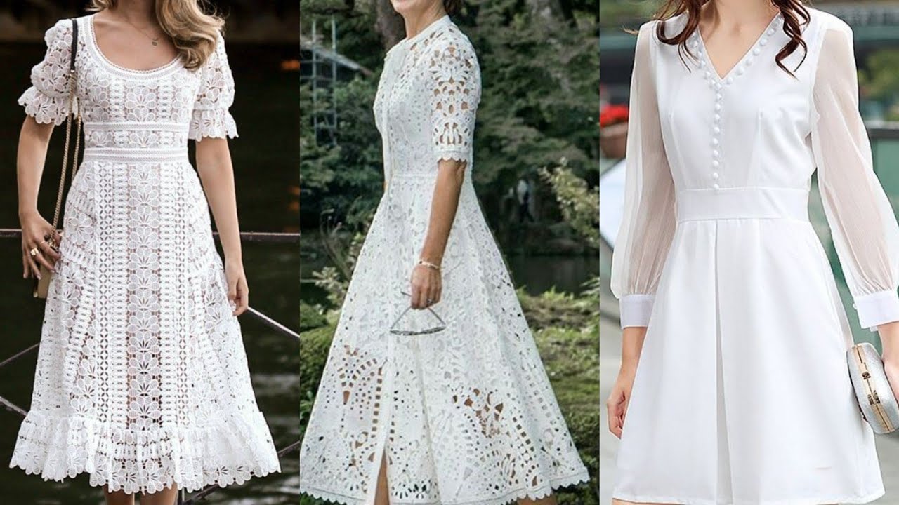 white long frocks designs