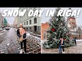 Riga Latvia City Tour IN THE SNOW! | LATVIA TRAVEL VLOG 🇱🇻