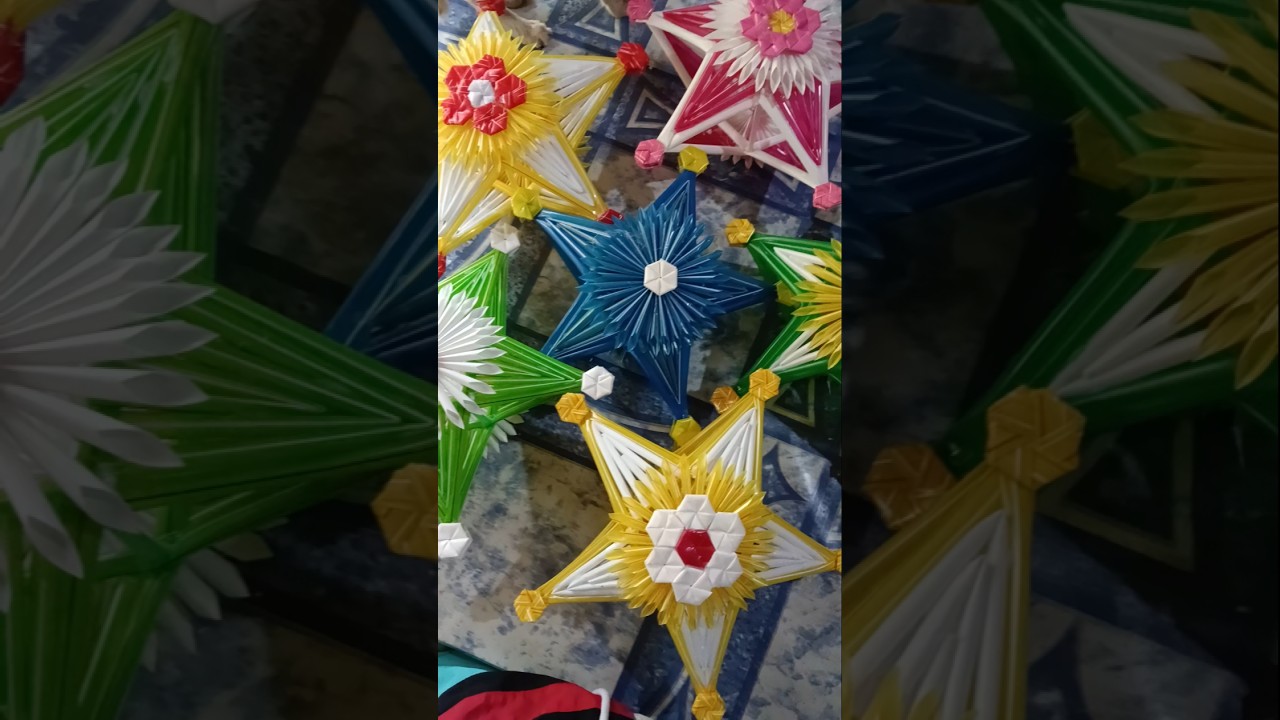 Christmas parol made out of drinking straws 