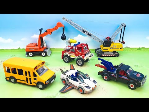 Пожарная машина Бульдозер Экскаватор Автокран новые игрушечные видео cars for kids.