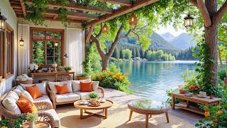Soft Music in Calm Cabin 🌳 Good Mood with Slow Piano Music in Vibrant Lakeside Summer Ambience screenshot 3