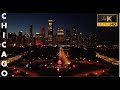 Chicago at night 4k drone flyover