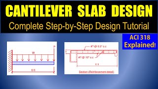 How to Design a Cantilever Slab | ACI 318 Complete Step-by-step Tutorial