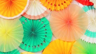 【DIY】Colorful Paper Fun for Party Decorations ＊【パーティーグッズ】ビタミンカラーのペーパーファン