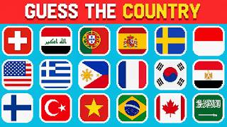 Guess The Country By The Pixelated Flag 8-Bit Flag Quiz Challenge