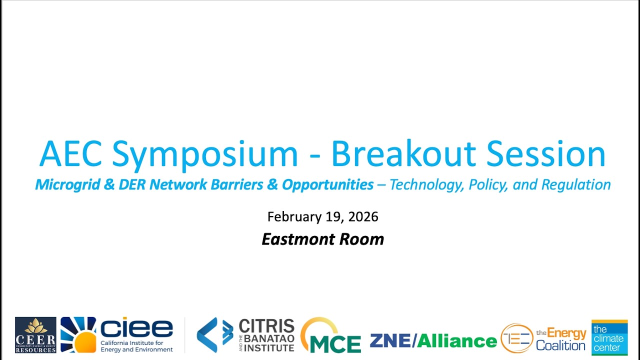 2026 Advanced Energy Communities Symposium - Microgrid & DER Network Barriers and Opportunities