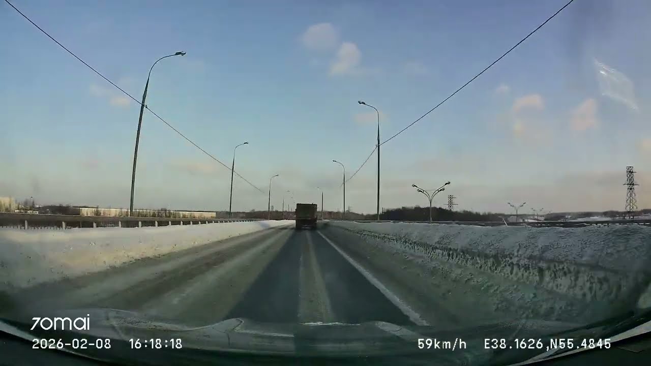 Driving in Moscow agglomeration: Текстильщики - Бронницы 08/02/2026 (timelapse 4x)