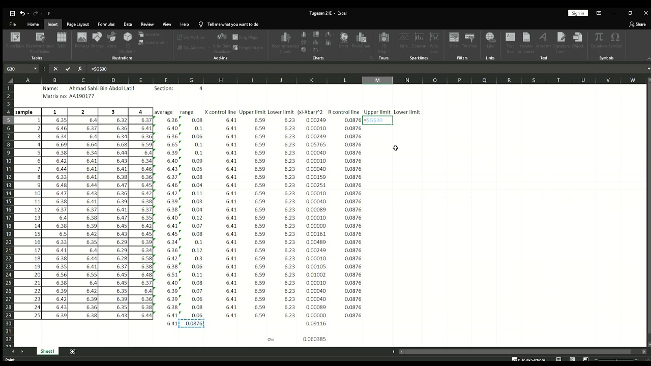 B & R Bar Control Chart