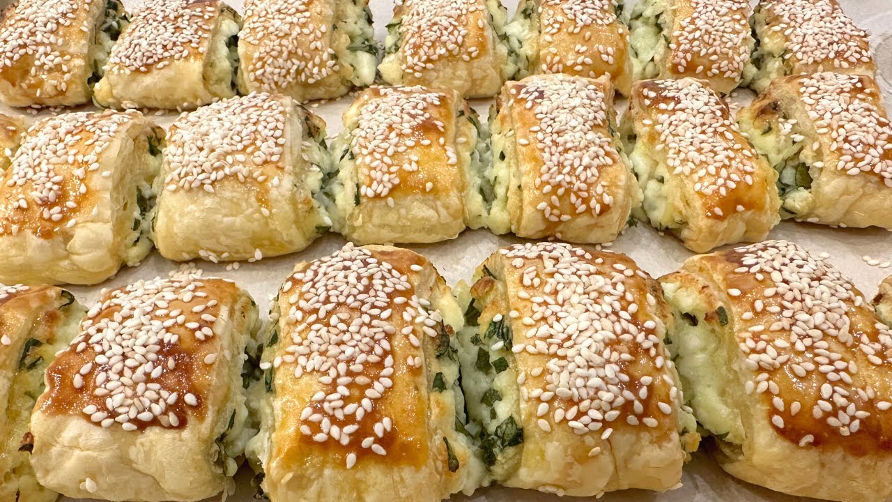 Easy 3 Cheese Bourekas with SpinachPuff Pastry YouTube