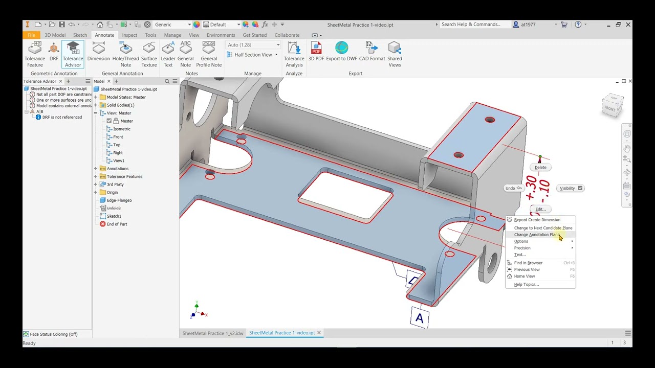 ME3202 - 3D annotations using Inventor