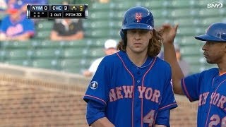 deGrom laces a ground-rule double to left