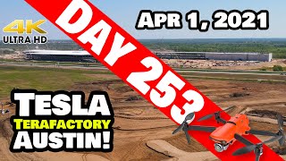 Tesla Gigafactory Austin 4K  Day 253 - 4/1/21 -Terafactory - GIGA TEXAS WESTWARD EXPANSION, NO JOKE