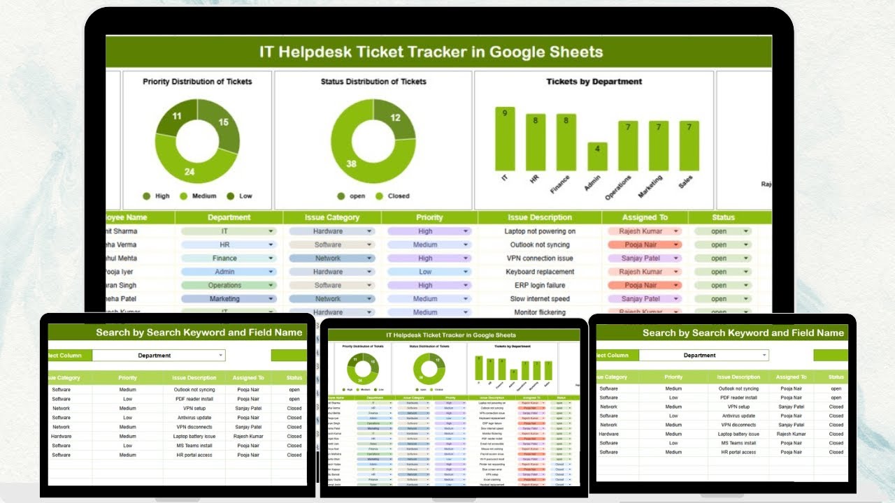 IT Helpdesk Ticket Tracker in Google Sheets - YouTube
