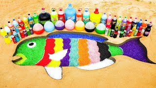 How to make Rainbow Parrotfish with Orbeez, Big Mtn Dew, Fanta, Coca Cola \& Popular Sodas vs Mentos