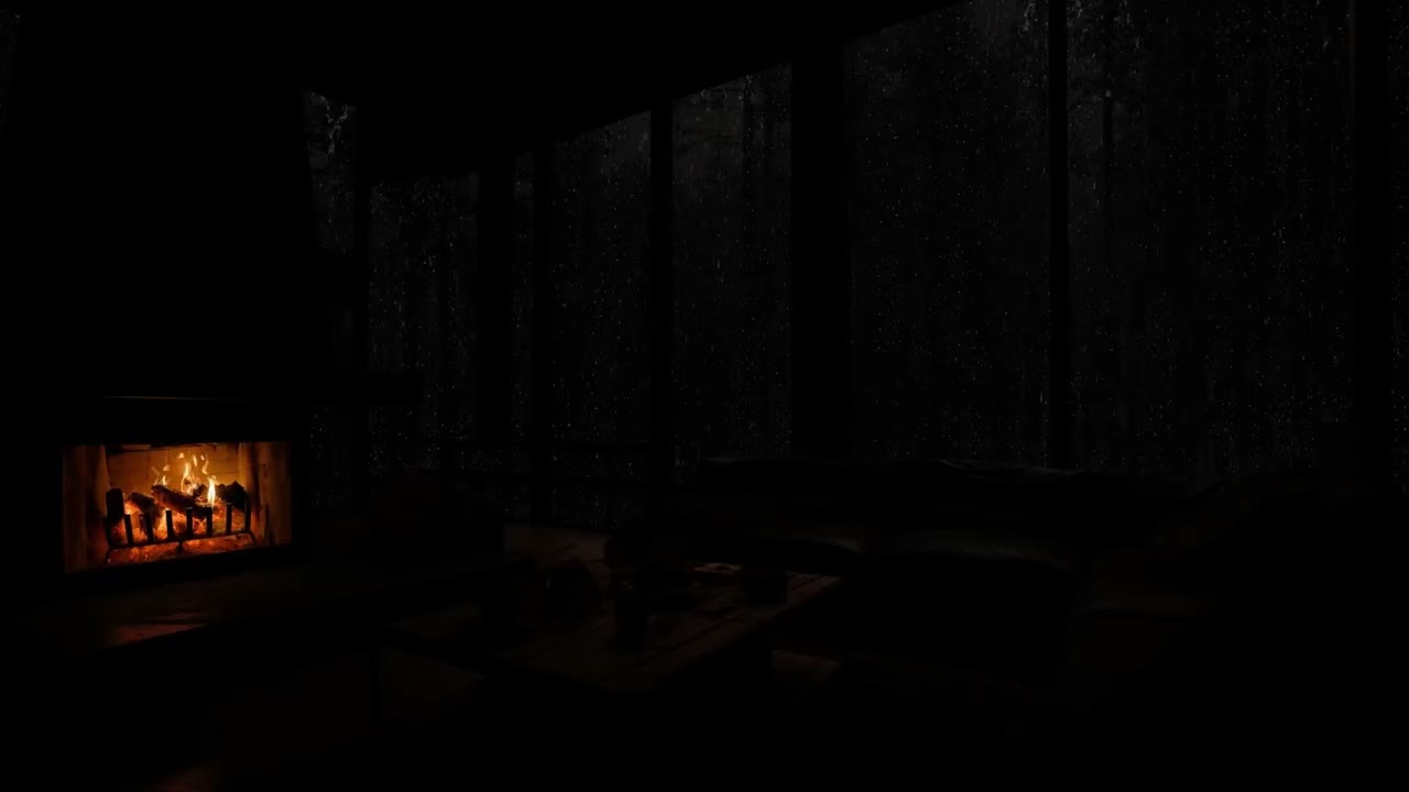 Rain, Thunder & Fireplace Sounds 🌧️🌲 Perfect for Deep Sleep, Stress Relief & Cozy Nights
