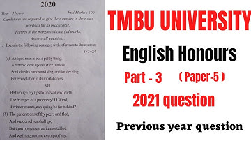 English honours previous year question paper |B.A part 3rd | Paper 5 |TMBU and MUNGER University