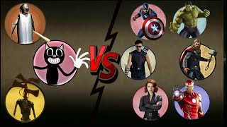 Granny, Cartoon Cat, Golden Siren Head Vs Avengers Most Legendary Video