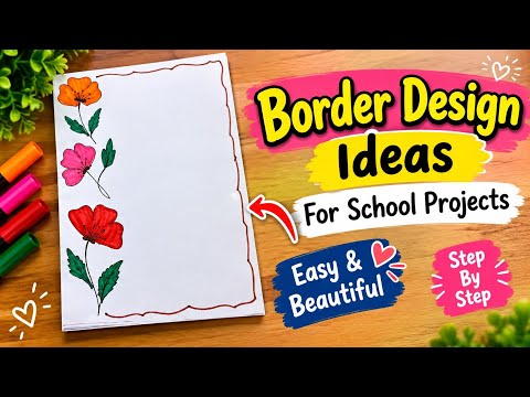 Easy & Beautiful Flower Border Design Ideas🌸| School Project & Notebook Decoration Ideas| Tutorial 