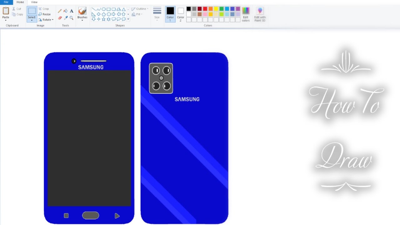 How To Draw SAMSUNG Mobile in Computer Using Simple Paint Program - YouTube