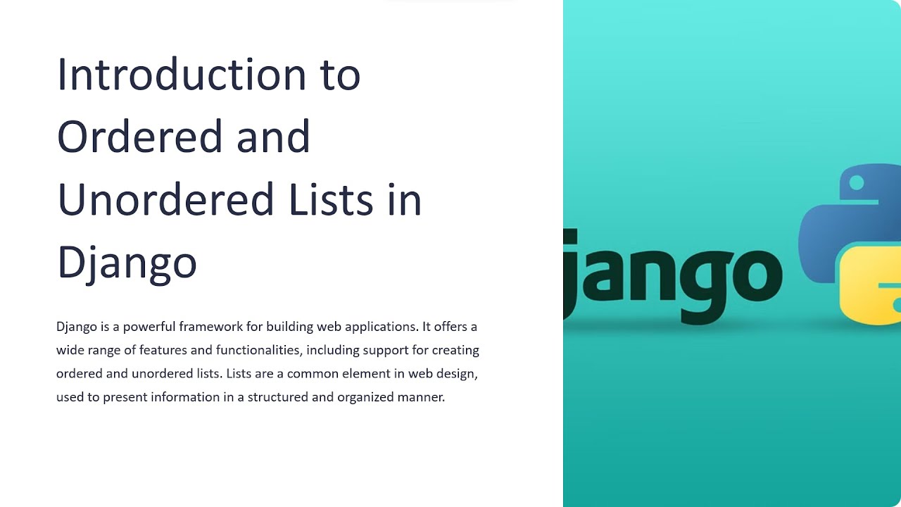 Introduction to Ordered and Unordered Lists in Django - YouTube