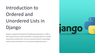 Introduction to Ordered and Unordered Lists in Django